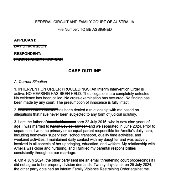 Case Outline document